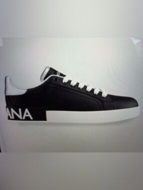 Dolce & Gabbana Black and White Low-Top Logo Sneaker